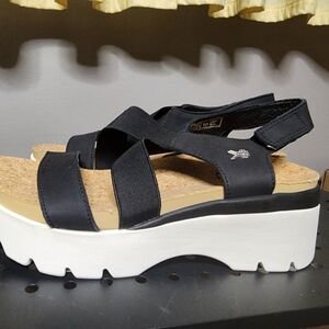 KURU Black and White Platform Sandals